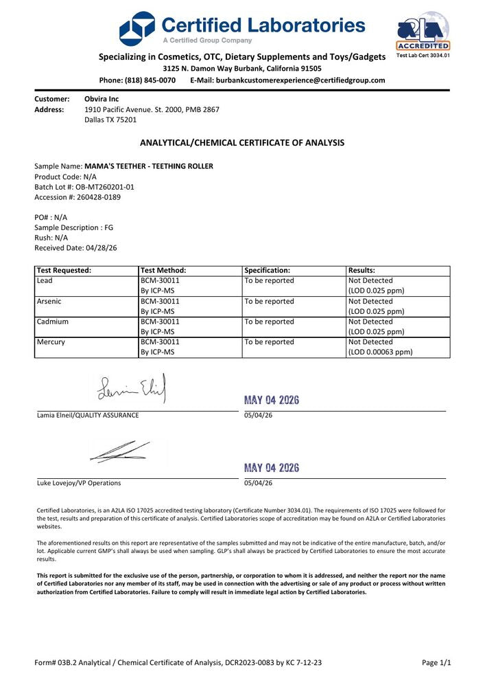 Preview of heavy metals certificate of analysis