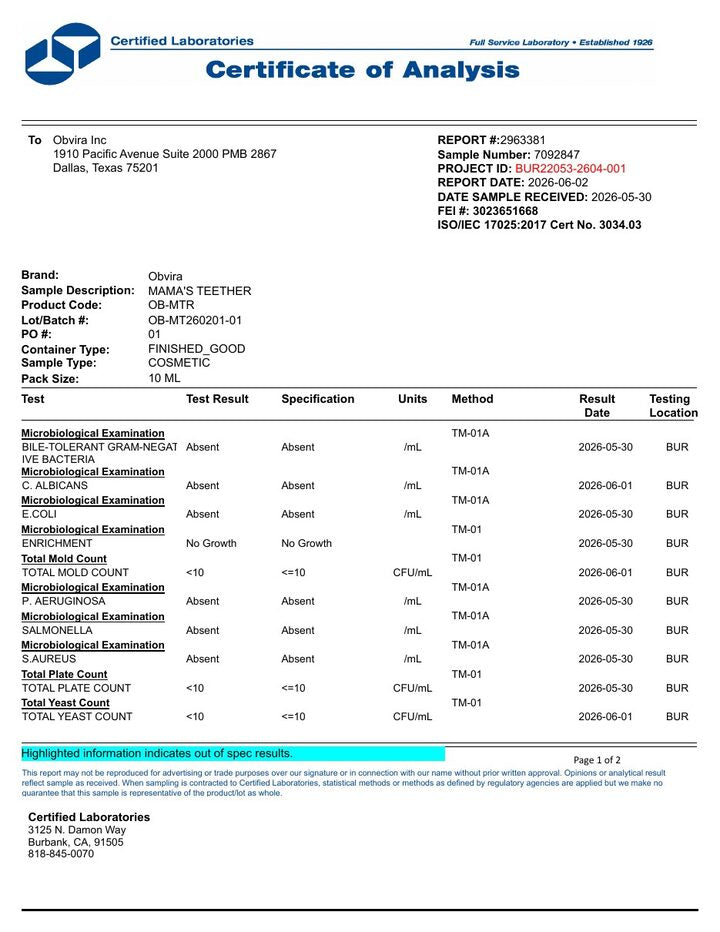 Preview of microbial test report